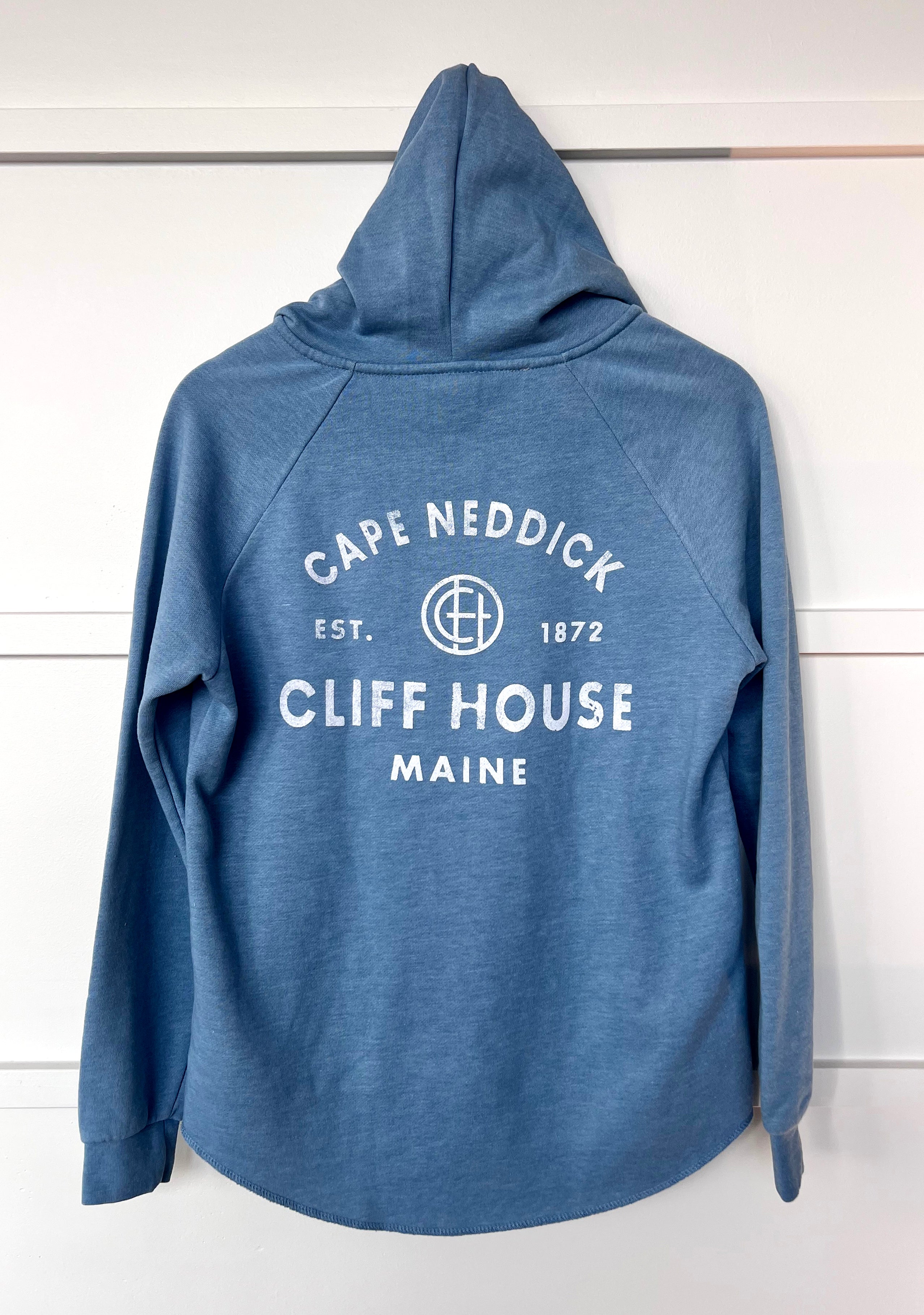 Cliff House Maine, Signature Hooded Sweatshirt, Misty Blue